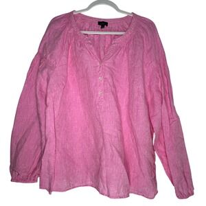 Talbots Pink Lightweight Button Henley Blouse